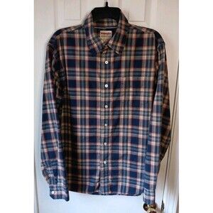 Mens Wrangler Long Sleeve Button Down Shirt Black Plaid Large